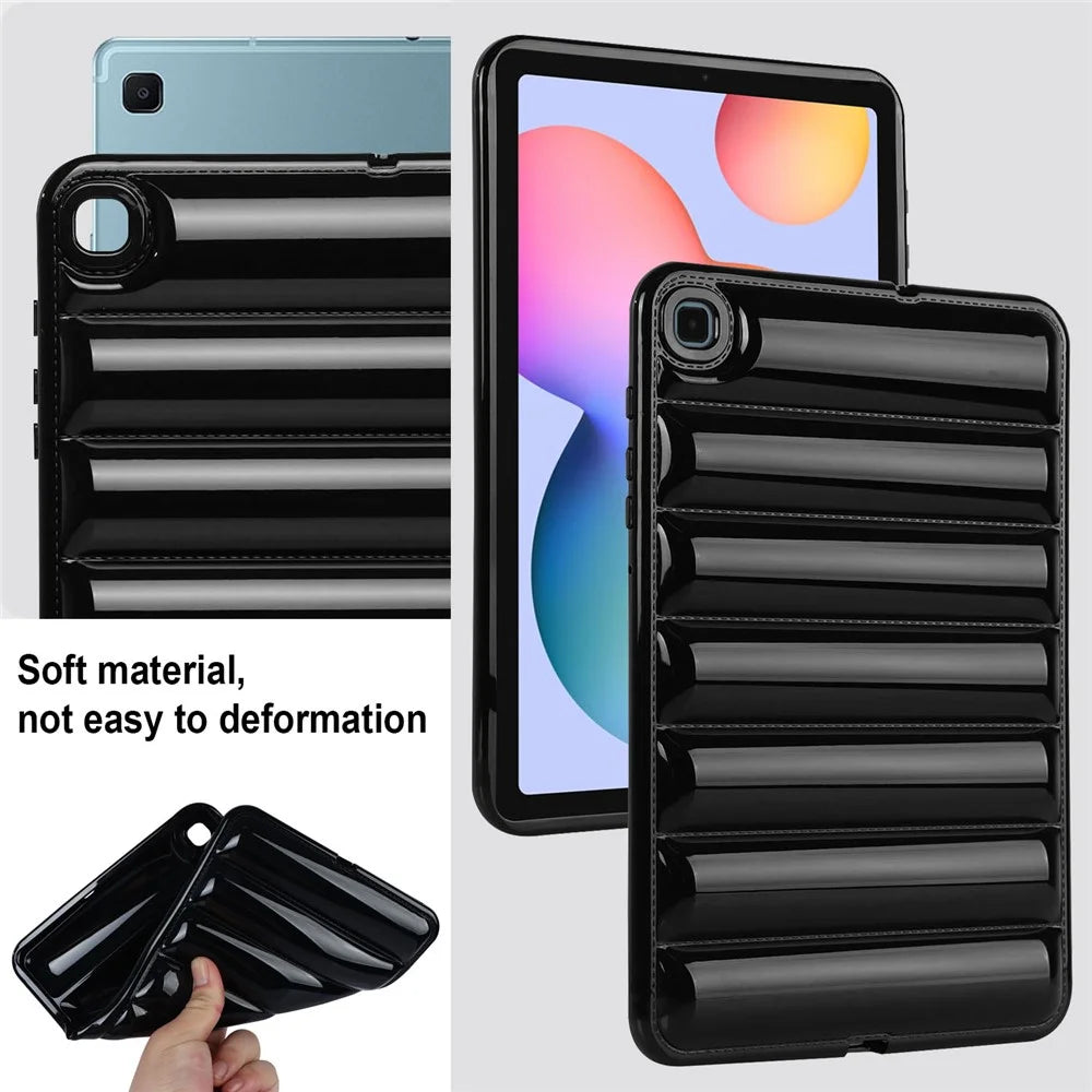 For Samsung Galaxy Tab S6 Lite (2024) / S6 Lite (2022) / S6 Lite (2020) SM-P610 P615 Tablet Case Down Jacket Texture TPU Cover - Black - 7
