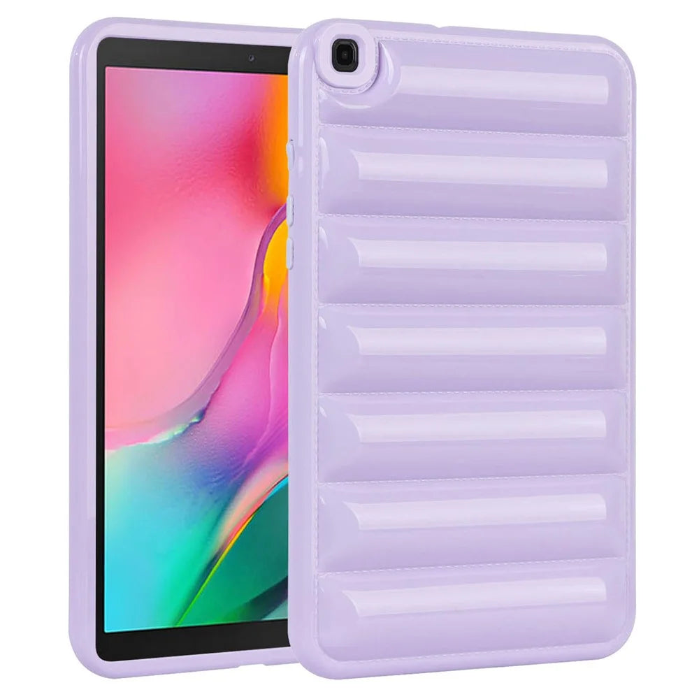 For Samsung Galaxy Tab A 8.0 (2019) SM-T290 (Wi-Fi) / SM-T295 (LTE) TPU Tablet Case Down Jacket Texture Cover - Purple - 1