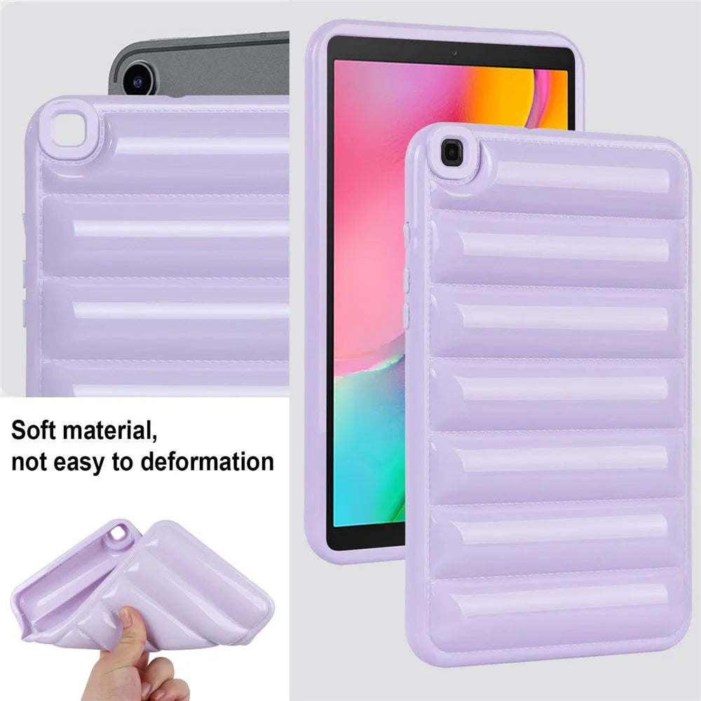 For Samsung Galaxy Tab A 8.0 (2019) SM-T290 (Wi-Fi) / SM-T295 (LTE) TPU Tablet Case Down Jacket Texture Cover - Purple - 7