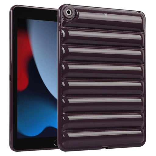 For iPad 10.2 (2021) / (2019) / (2020) Candy Color Tablet Protective Case Down Jacket Texture Soft TPU Cover - Wine Red - 1