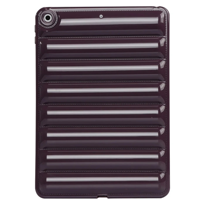 For iPad 10.2 (2021) / (2019) / (2020) Candy Color Tablet Protective Case Down Jacket Texture Soft TPU Cover - Wine Red - 2