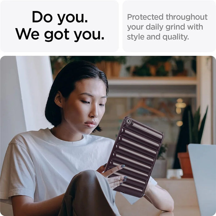 For iPad 10.2 (2021) / (2019) / (2020) Candy Color Tablet Protective Case Down Jacket Texture Soft TPU Cover - Wine Red - 3