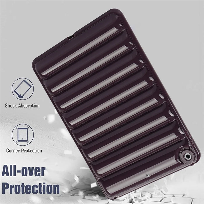 For iPad 10.2 (2021) / (2019) / (2020) Candy Color Tablet Protective Case Down Jacket Texture Soft TPU Cover - Wine Red - 4