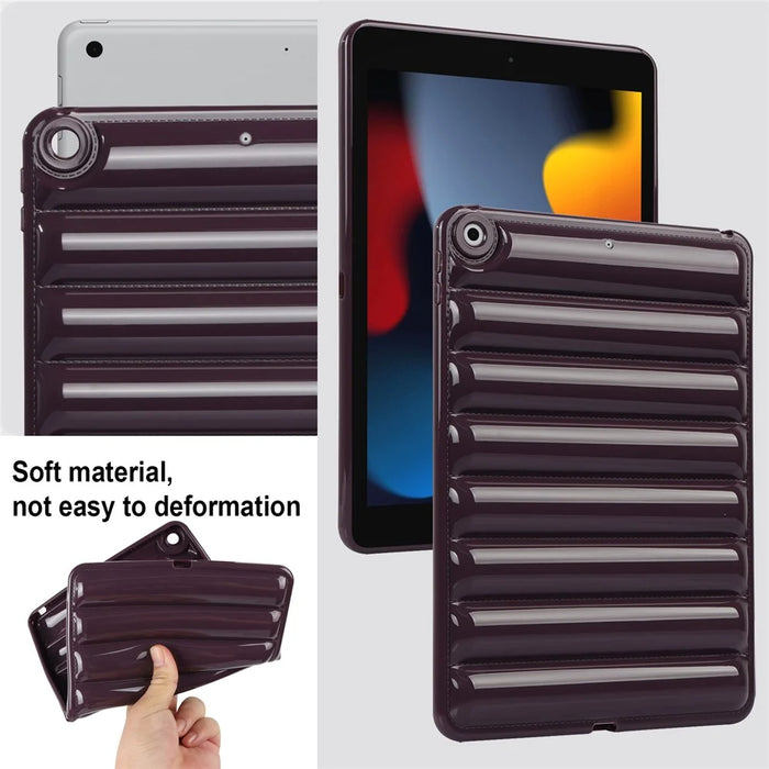For iPad 10.2 (2021) / (2019) / (2020) Candy Color Tablet Protective Case Down Jacket Texture Soft TPU Cover - Wine Red - 7