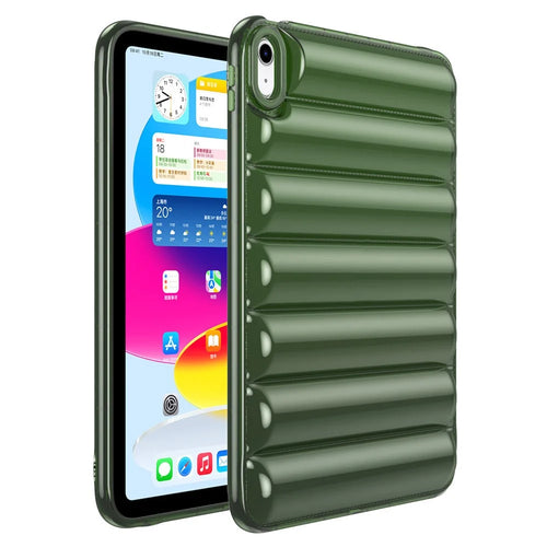 TPU Tablet Case for iPad (2025) / 10.9 (2022) Shockproof Case Soft Puffer Down Jacket Design Back Cover - Green - 1