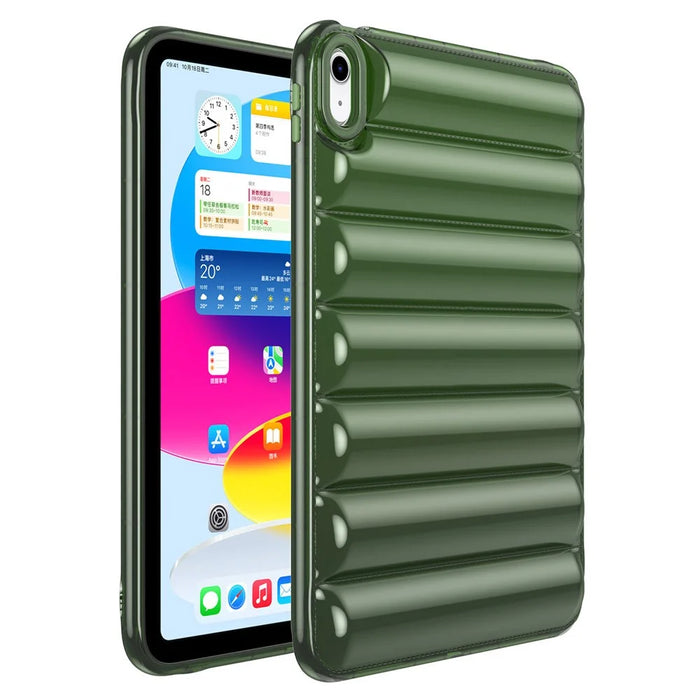 TPU Tablet Case for iPad (2025) / 10.9 (2022) Shockproof Case Soft Puffer Down Jacket Design Back Cover - Green - 1