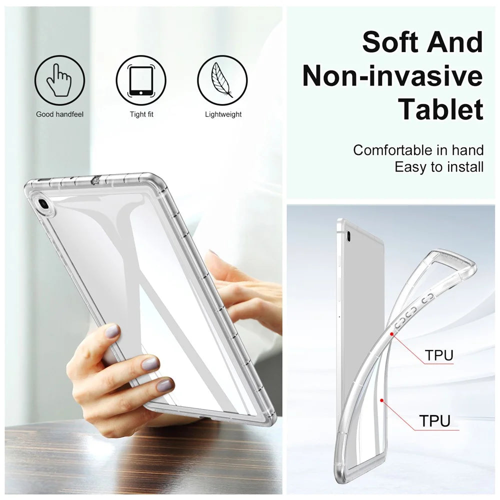 For Samsung Galaxy Tab S6 Lite (2024) / S6 Lite (2022) / S6 Lite (2020) SM-P610 P615 Transparent Tablet Case TPU Tablet Cover - Transparent - 5