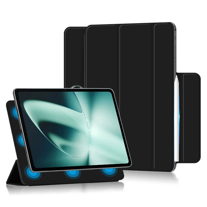 For OnePlus Pad PU Leather Tablet Case Magnetic Tri-fold Protective Cover with Stand - Black - 2