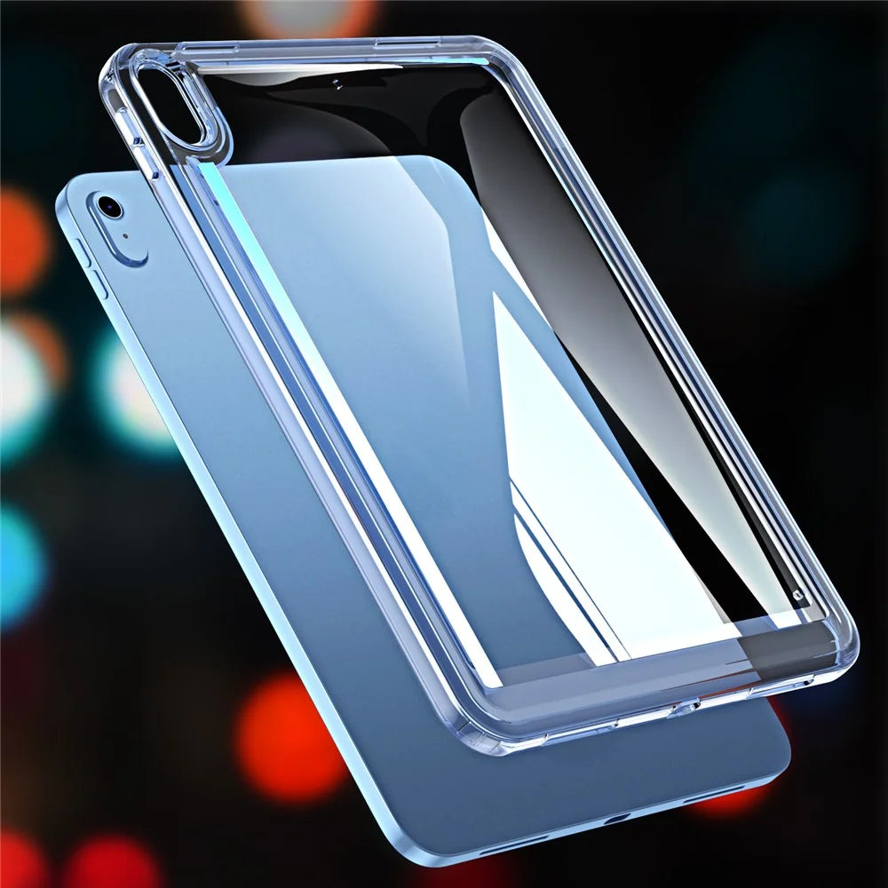 For iPad (2025) / 10.9 (2022) Acrylic+TPU Tablet Cover Shockproof Transparent Tablet Case - Blue - 2