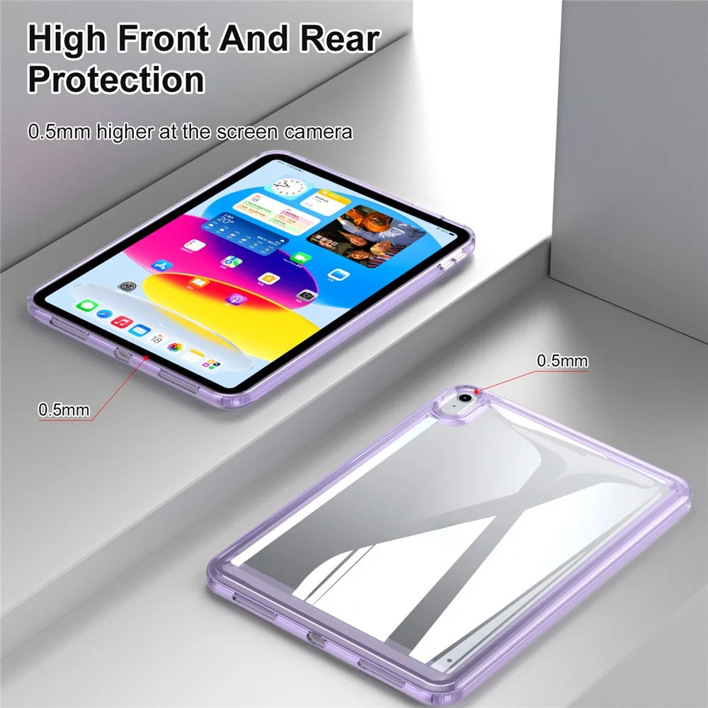For iPad (2025) / 10.9 (2022) Acrylic+TPU Tablet Cover Shockproof Transparent Tablet Case - Blue - 4