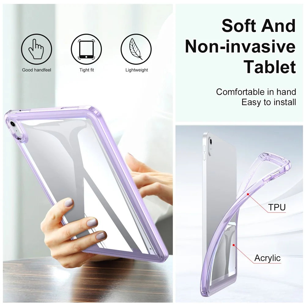 For iPad (2025) / 10.9 (2022) Acrylic+TPU Tablet Cover Shockproof Transparent Tablet Case - Blue - 5