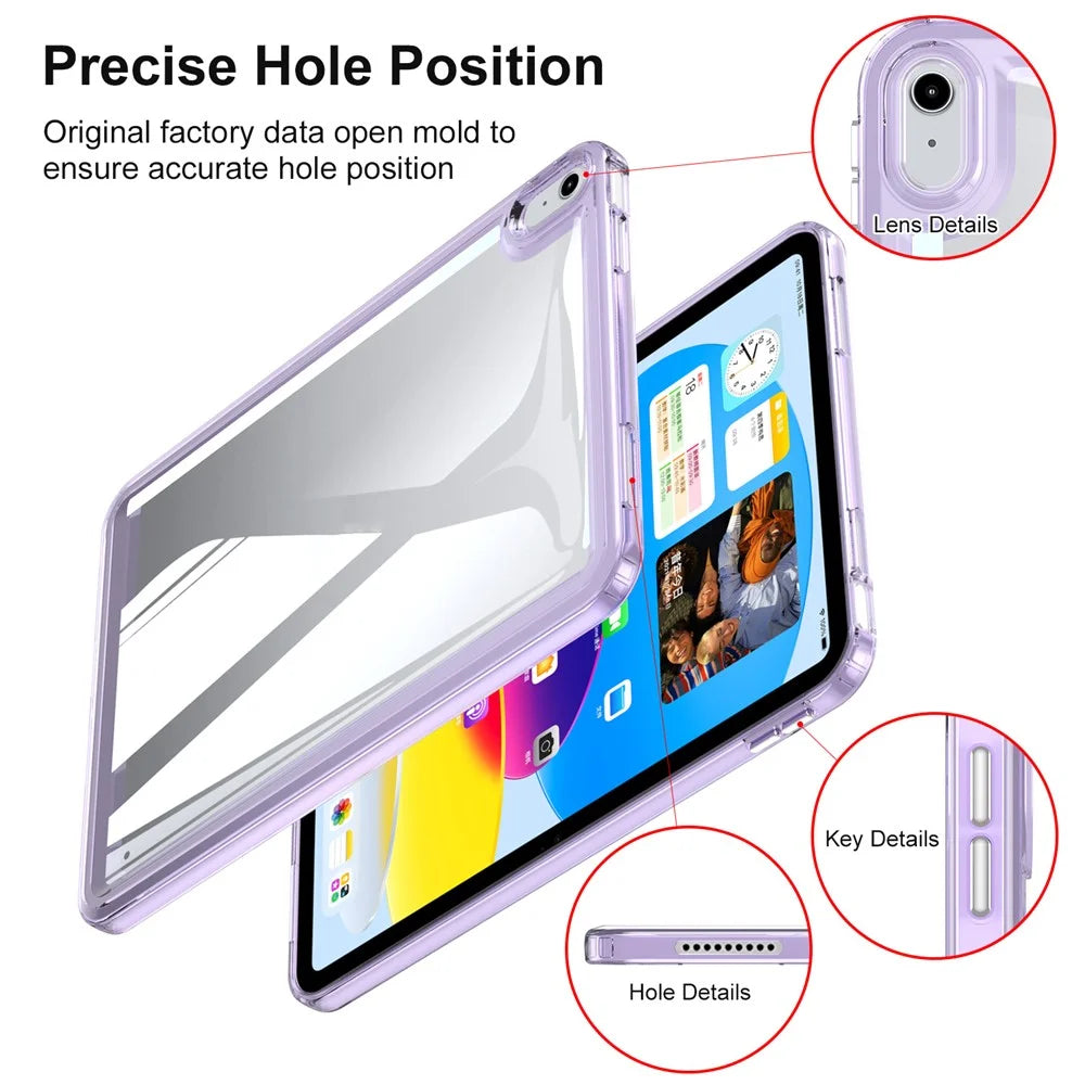 For iPad (2025) / 10.9 (2022) Acrylic+TPU Tablet Cover Shockproof Transparent Tablet Case - Blue - 7