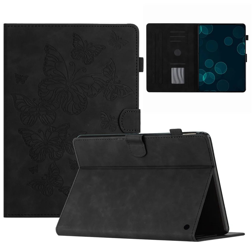 Imprinted Pattern Flip Cover for Amazon Fire HD 8 Plus (2022) / Fire HD 8 (2022) PU Leather Card Slot Tablet Case - Black - 1