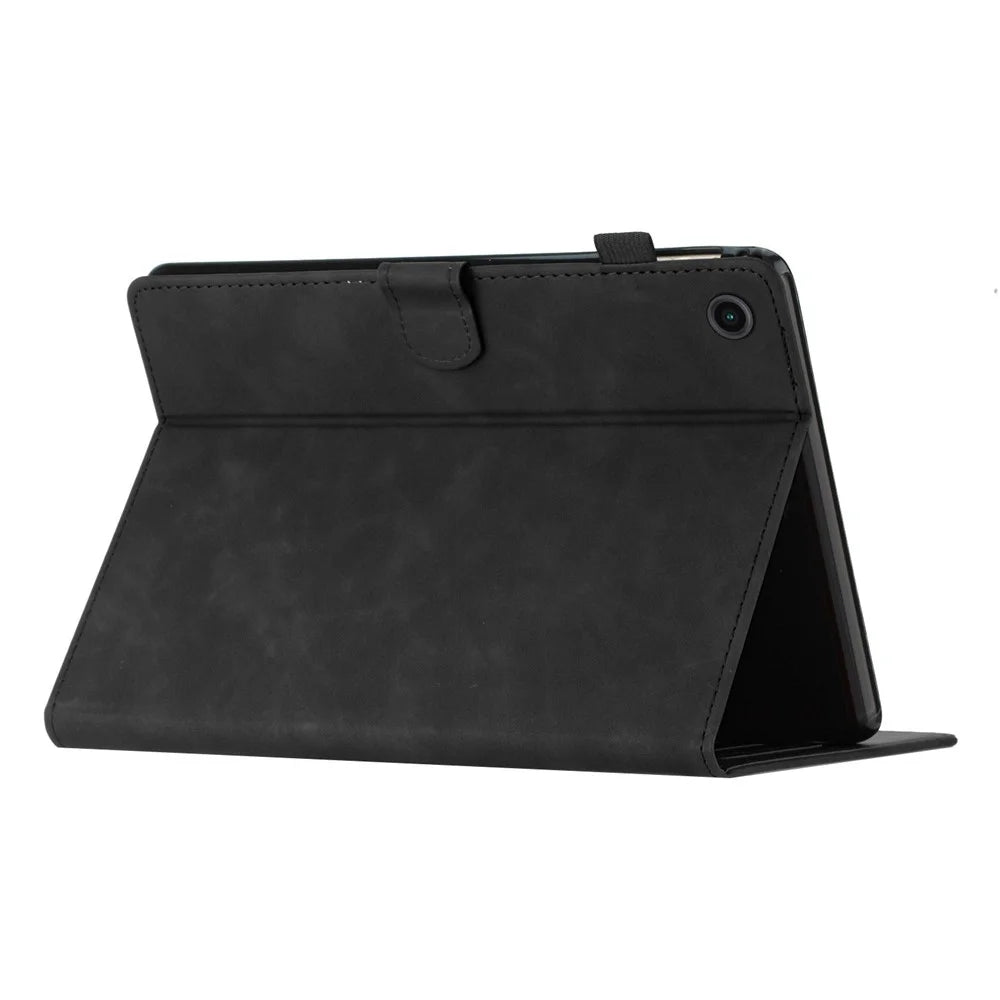 For Samsung Galaxy Tab A8 10.5 (2021) X205 X200 / (2022) Imprinted Butterfly Leather Tablet Case Card Holder Stand Cover - Black - 4