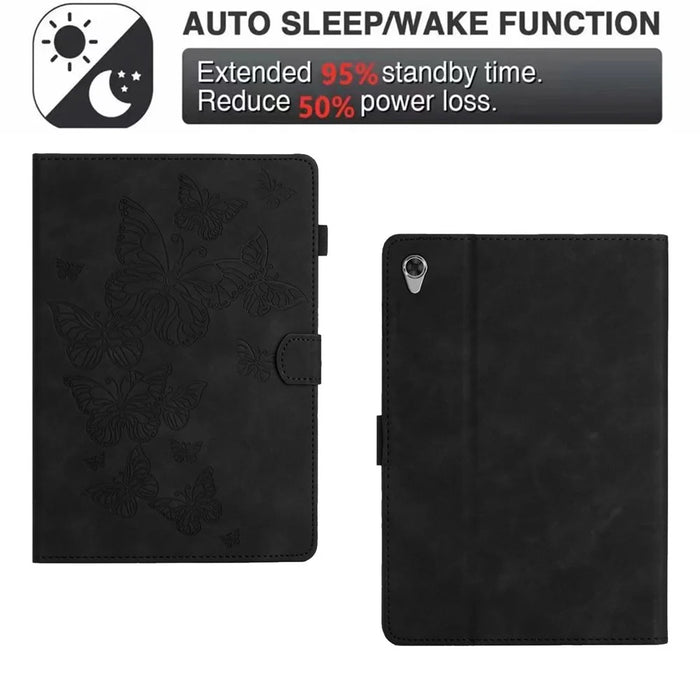 For Lenovo Tab M10 HD Gen 2 X306X Card Holder Tablet Case Imprinted Leather Stand Tablet Cover - Black - 6