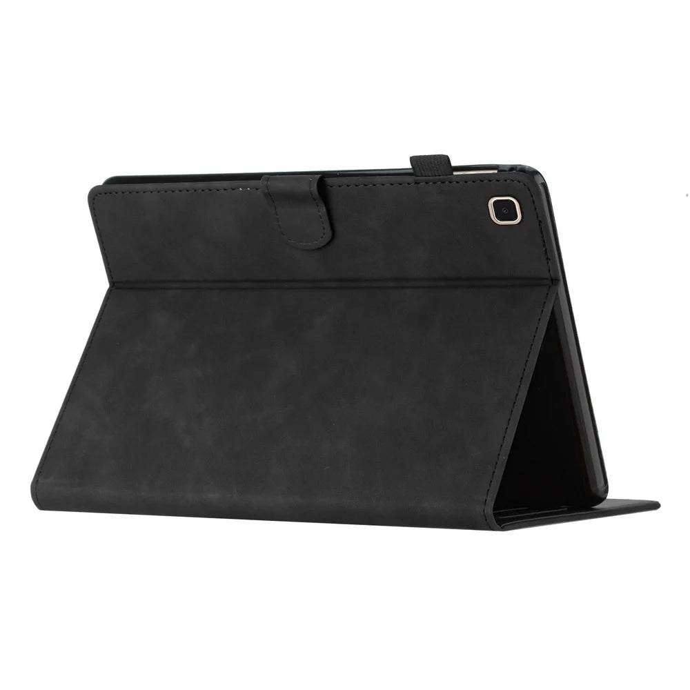 For Samsung Galaxy Tab S6 Lite (2024) / S6 Lite (2022) / S6 Lite (2020) SM-P610 P615 Tablet Case Imprinted Leather Tablet Stand Cover - Black - 4