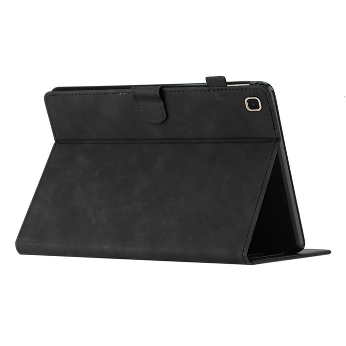 For Samsung Galaxy Tab A7 10.4 (2020) / (2022) T500 T505 Tablet Case Imprinted Leather Cover with Card Slot Stand - Black - 4