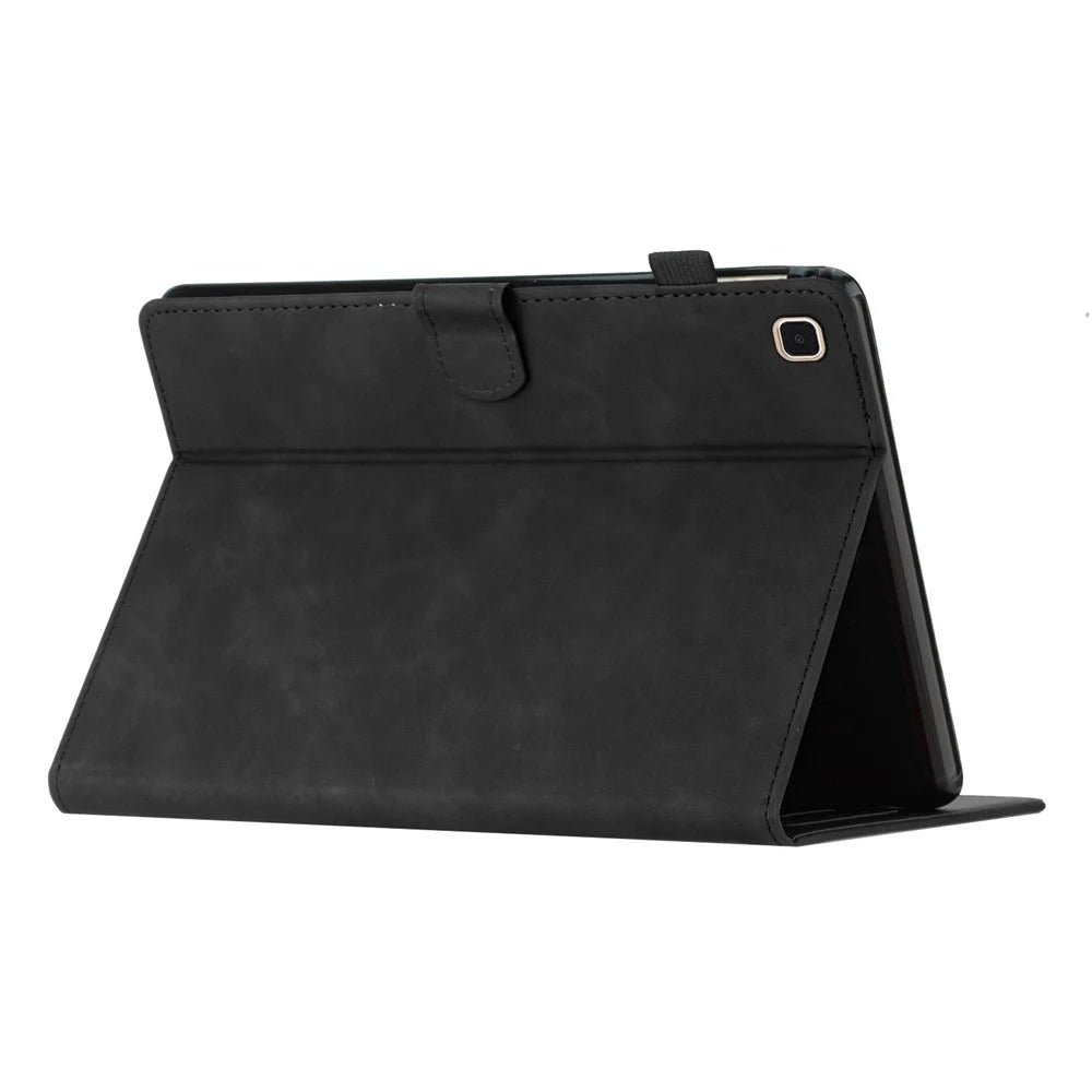 For Samsung Galaxy Tab A7 Lite 8.7-inch T220 T225 Tablet Leather Case Stand Card Holder Imprinted Cover - Black - 4