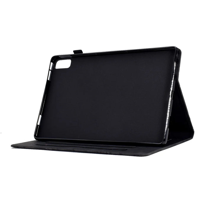 Tree Imprinted Leather Cover for Lenovo Tab M9 TB-310FU Anti-Drop Protective Case with Card Slot - Black - 3
