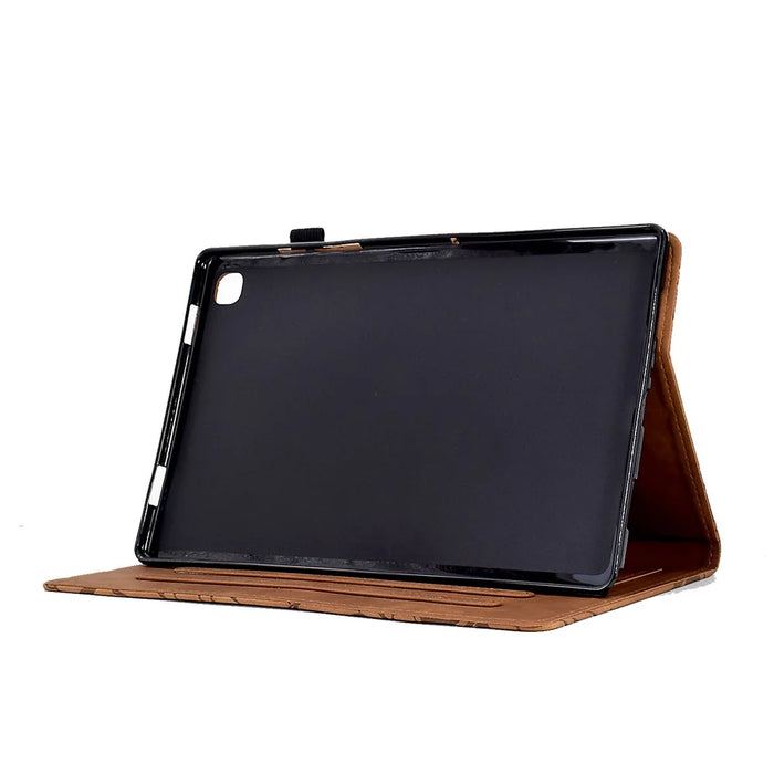 For Samsung Galaxy Tab A7 10.4 (2020) / (2022) T505 T500 Stand Leather Tablet Case Card Holder Imprinted Tree Tablet Cover - Brown - 5