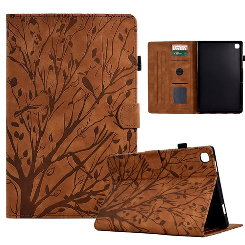 For iPad 10.2 (2021) / (2020) / (2019) / iPad Air 10.5 inch (2019) / Pro 10.5-inch (2017) Tablet Case Imprinted Leather Cover with Stand Card Holder - Brown - 1