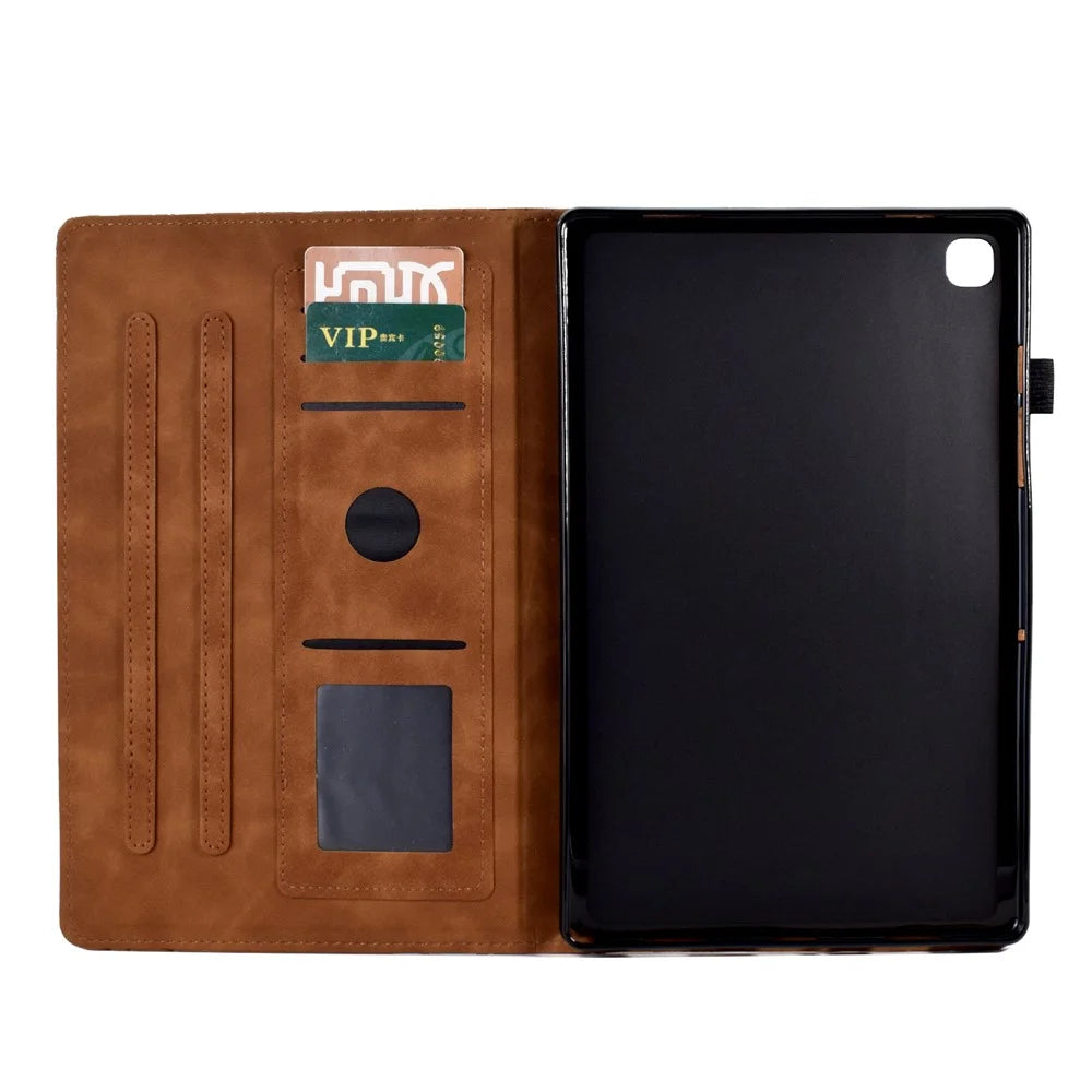 For iPad 10.2 (2021) / (2020) / (2019) / iPad Air 10.5 inch (2019) / Pro 10.5-inch (2017) Tablet Case Imprinted Leather Cover with Stand Card Holder - Brown - 4