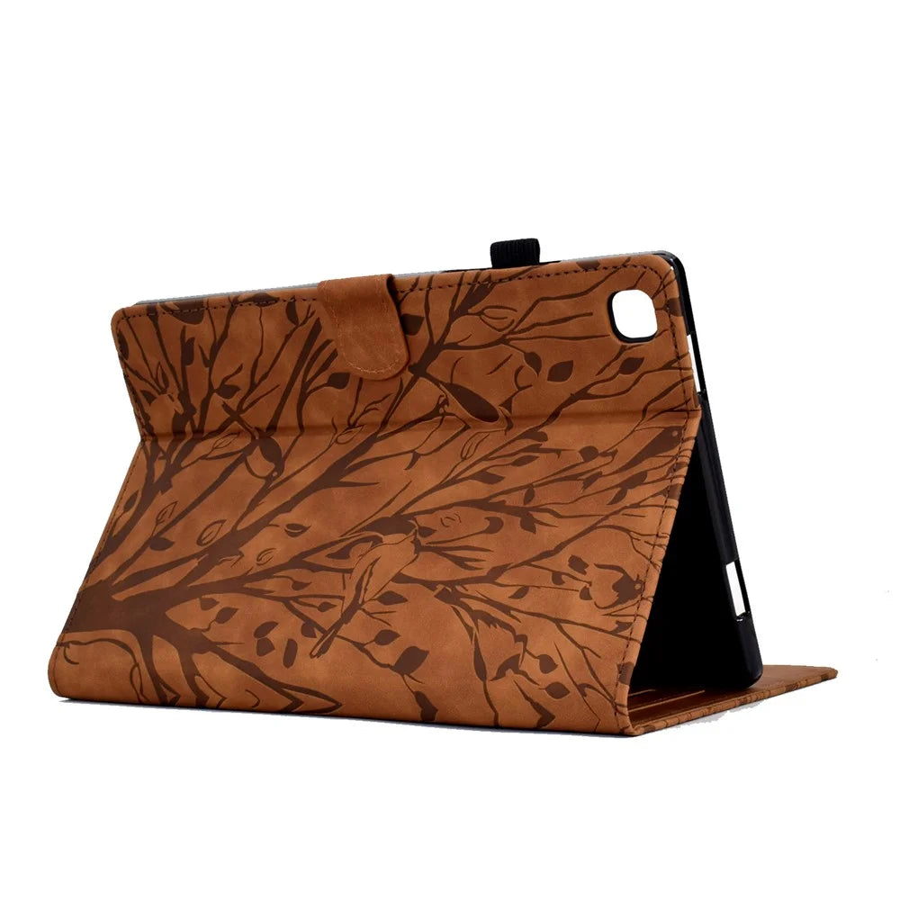 For iPad 10.2 (2021) / (2020) / (2019) / iPad Air 10.5 inch (2019) / Pro 10.5-inch (2017) Tablet Case Imprinted Leather Cover with Stand Card Holder - Brown - 6