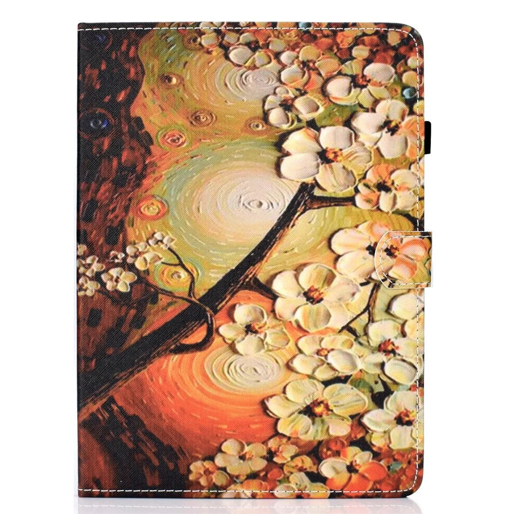 For Lenovo Tab M9 TB-310FU A1 Pattern Printing Folio Cover PU Leather Stand Card Slot Tablet Case - Plum Blossom - 2