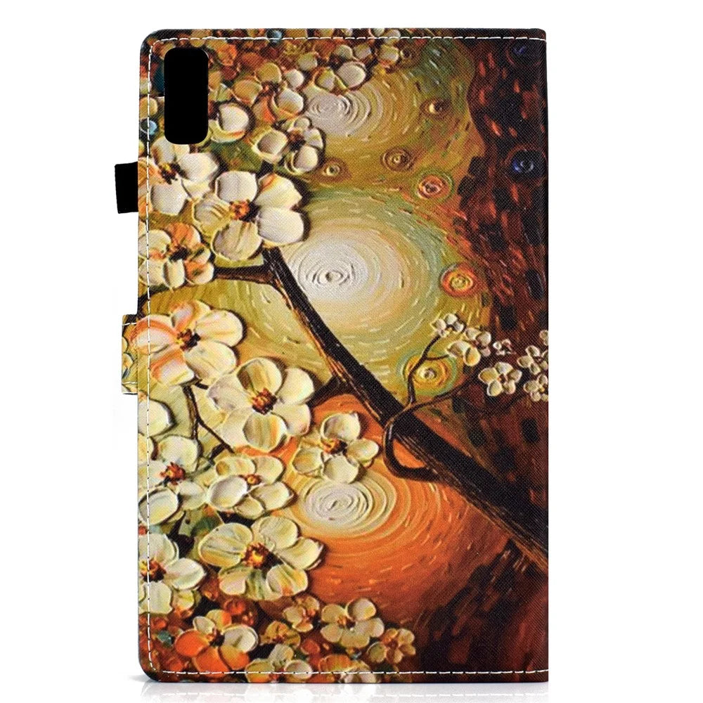 For Lenovo Tab M9 TB-310FU A1 Pattern Printing Folio Cover PU Leather Stand Card Slot Tablet Case - Plum Blossom - 3