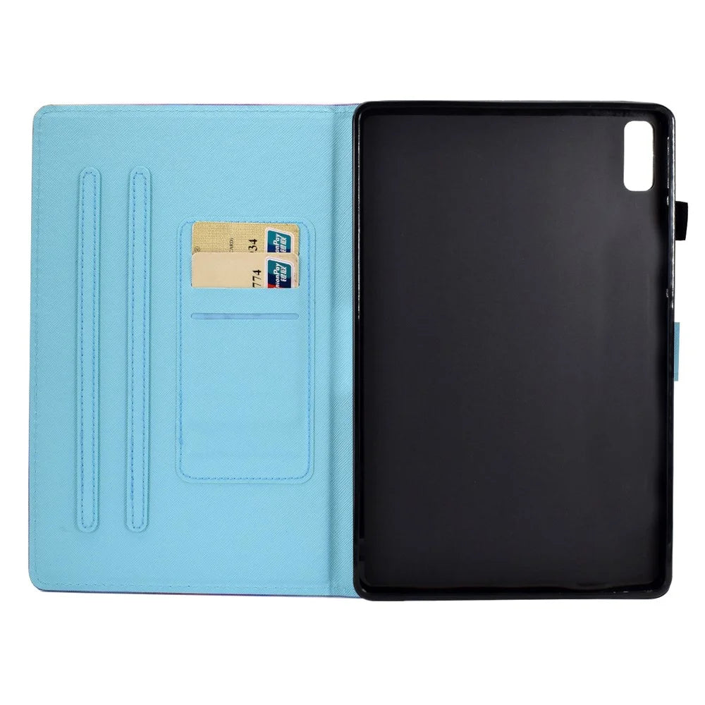 For Lenovo Tab M9 TB-310FU A1 Pattern Printing Folio Cover PU Leather Stand Card Slot Tablet Case - Plum Blossom - 4