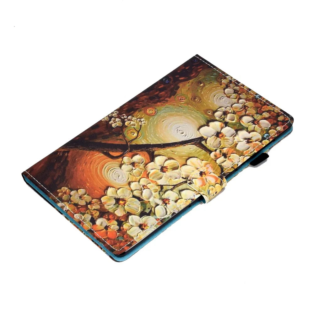 For Lenovo Tab M9 TB-310FU A1 Pattern Printing Folio Cover PU Leather Stand Card Slot Tablet Case - Plum Blossom - 6