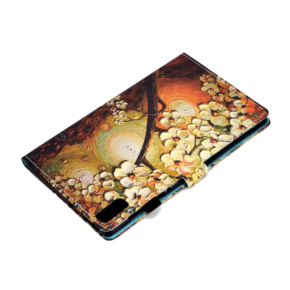 For Lenovo Tab M9 TB-310FU A1 Pattern Printing Folio Cover PU Leather Stand Card Slot Tablet Case - Plum Blossom - 7