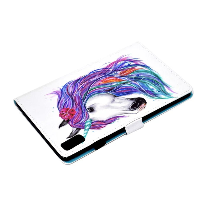 For Lenovo Tab M9 TB-310FU PU Leather Tablet Case A2 Pattern Printing Stand Card Slot Cover - Horse - 7
