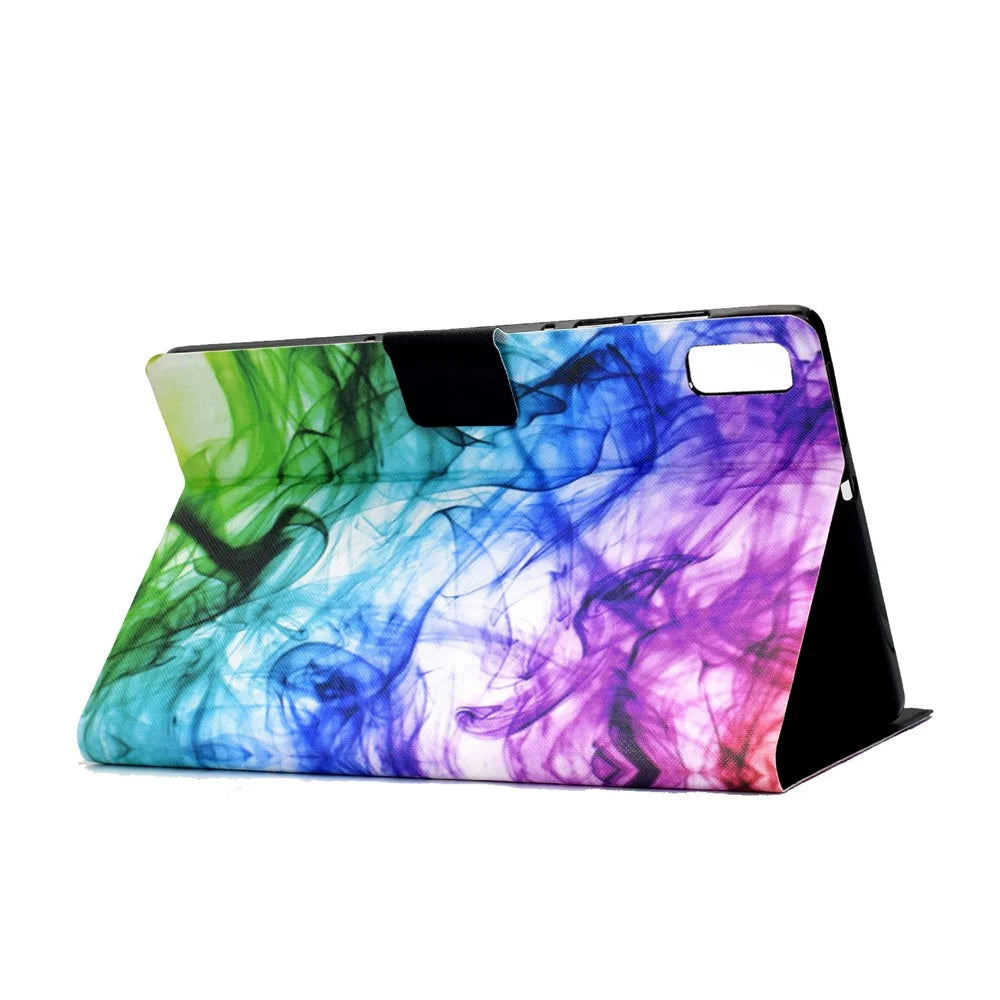 For Lenovo Tab M9 TB-310FU A3 Pattern Printing Stand Case PU Leather Card Slot Tablet Cover - Smoke - 5