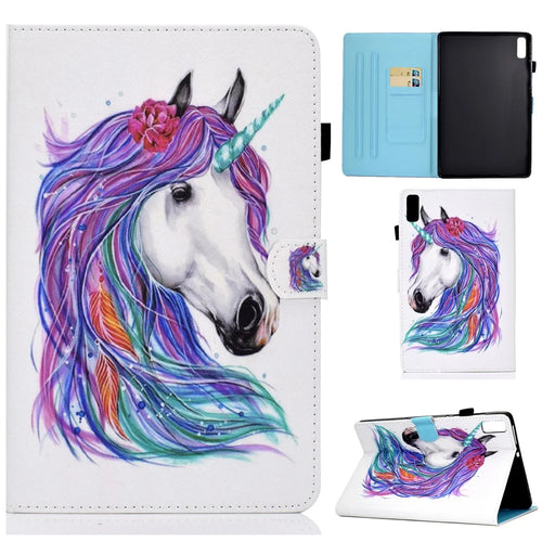For Lenovo Tab P11 Gen 2 TB-350 PU Leather Protective Case A2 Pattern Printing Stand Tablet Cover with Card Holder - Horse - 1