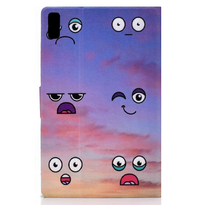 For Lenovo Tab P11 Gen 2 TB-350 Leather Stand Tablet Case A4 Pattern Printing Card Holder Protective Cover - Facial Expression - 4