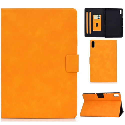 For Lenovo Tab P11 Gen 2 TB-350 PU Leather Magnetic Flip Case A7 Cowhide Texture Stand Tablet Cover with Card Holder - Khaki - 1