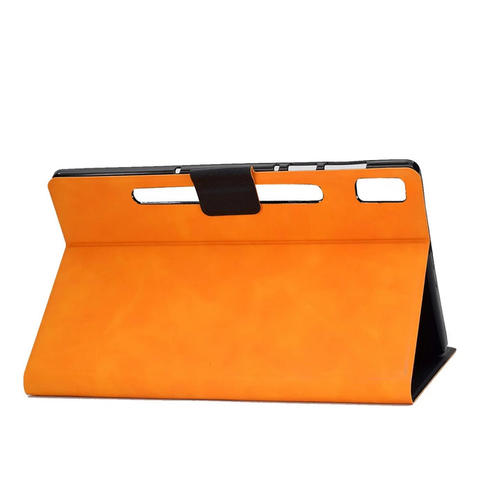 For Lenovo Tab P11 Pro Gen 2 PU Leather Tablet Case A7 Cowhide Texture Stand Protective Cover with Card Holder - Khaki - 5