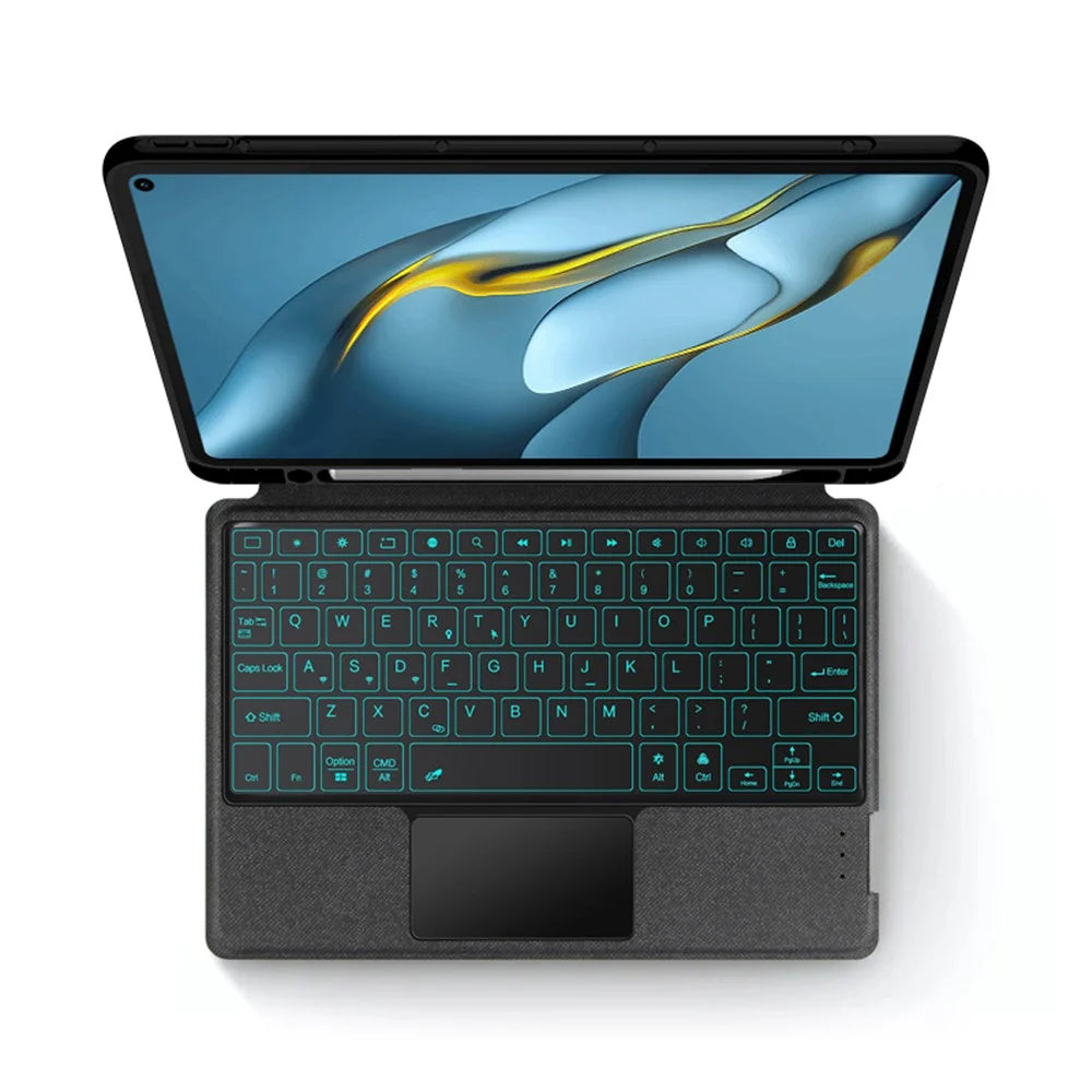 For Huawei MatePad Pro 10.8 (2021) Leather Case + Bluetooth-compatible Keyboard with Backlight Trackpad - 2