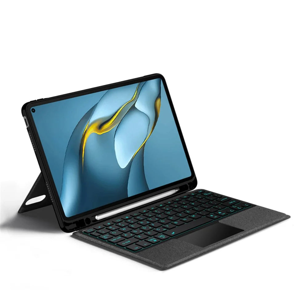 For Huawei MatePad Pro 10.8 (2021) Leather Case + Bluetooth-compatible Keyboard with Backlight Trackpad - 3