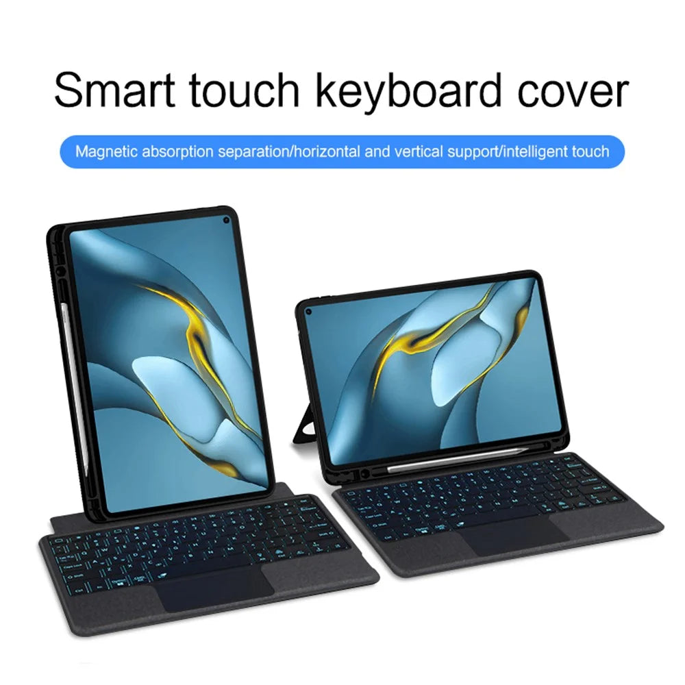 For Huawei MatePad Pro 10.8 (2021) Leather Case + Bluetooth-compatible Keyboard with Backlight Trackpad - 4