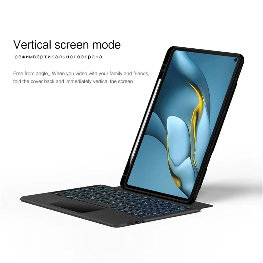 For Huawei MatePad Pro 10.8 (2021) Leather Case + Bluetooth-compatible Keyboard with Backlight Trackpad - 6
