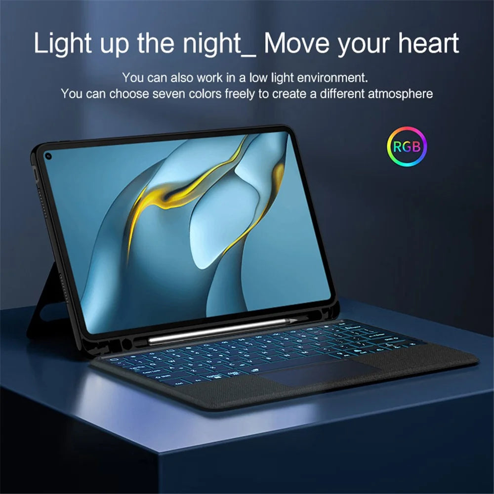 For Huawei MatePad Pro 10.8 (2021) Leather Case + Bluetooth-compatible Keyboard with Backlight Trackpad - 7