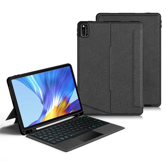 For Honor V6 Leather Case + Bluetooth-compatible Keyboard with Backlight Trackpad - 2