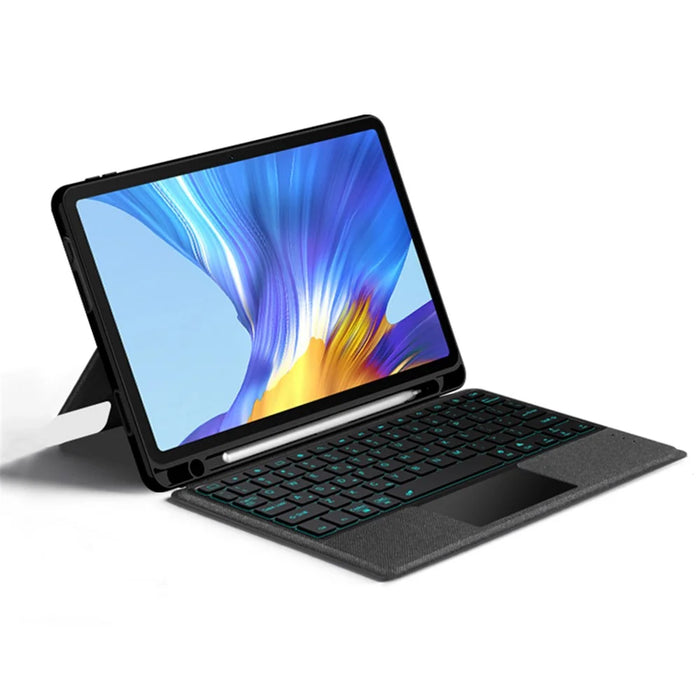 For Honor V6 Leather Case + Bluetooth-compatible Keyboard with Backlight Trackpad - 3