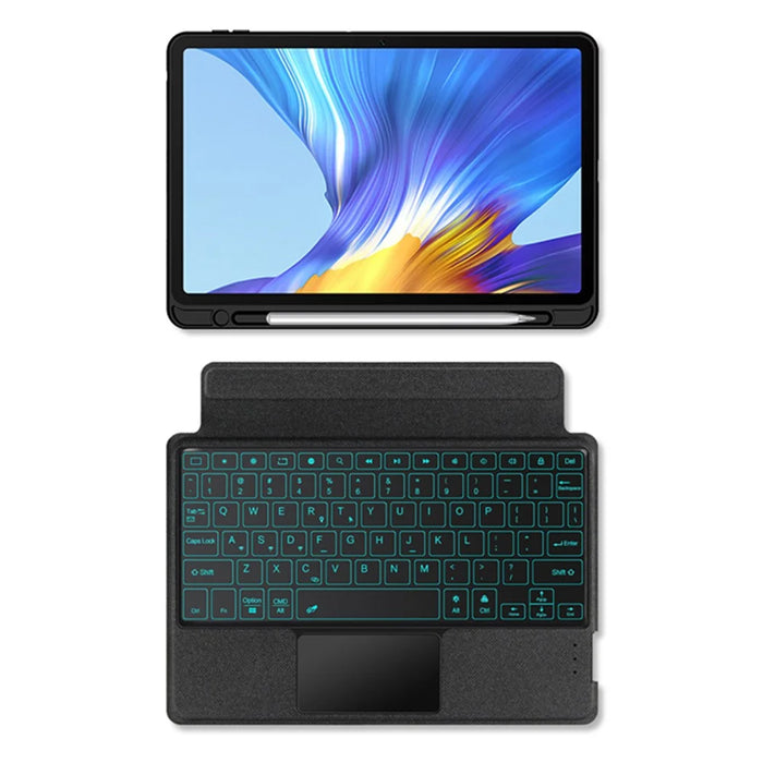 For Honor V6 Leather Case + Bluetooth-compatible Keyboard with Backlight Trackpad - 4