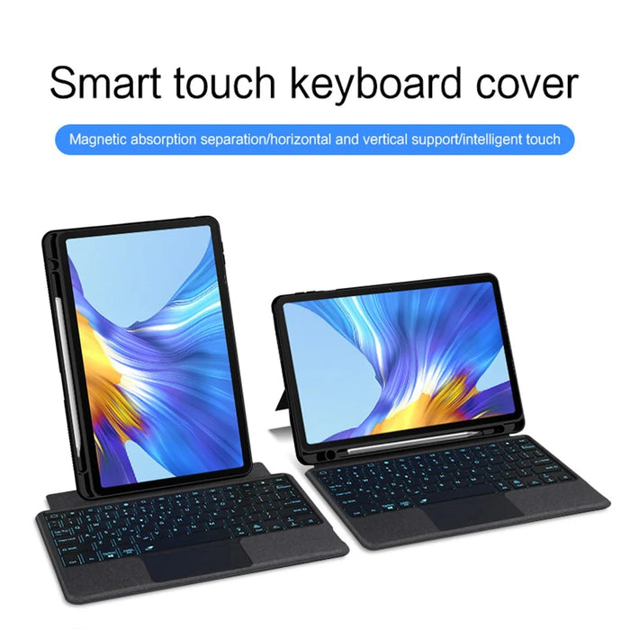 For Honor V6 Leather Case + Bluetooth-compatible Keyboard with Backlight Trackpad - 5