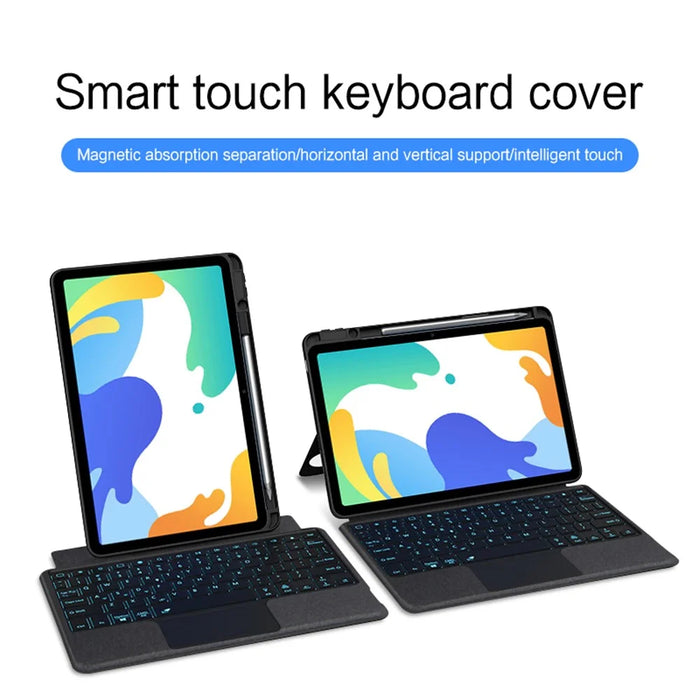 For Huawei MatePad 10.4 (2023) Leather Case + Bluetooth-compatible Keyboard with Backlight Trackpad - 3