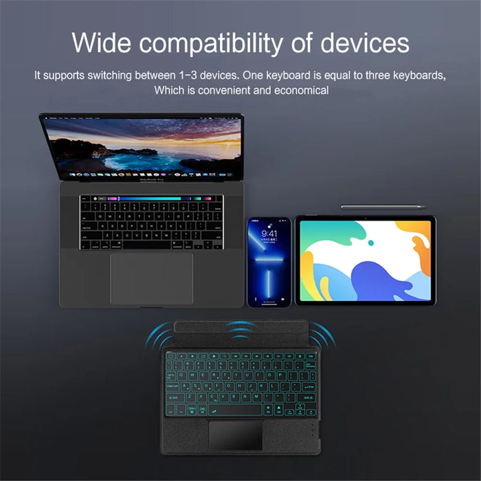 For Huawei MatePad 10.4 (2023) Leather Case + Bluetooth-compatible Keyboard with Backlight Trackpad - 7