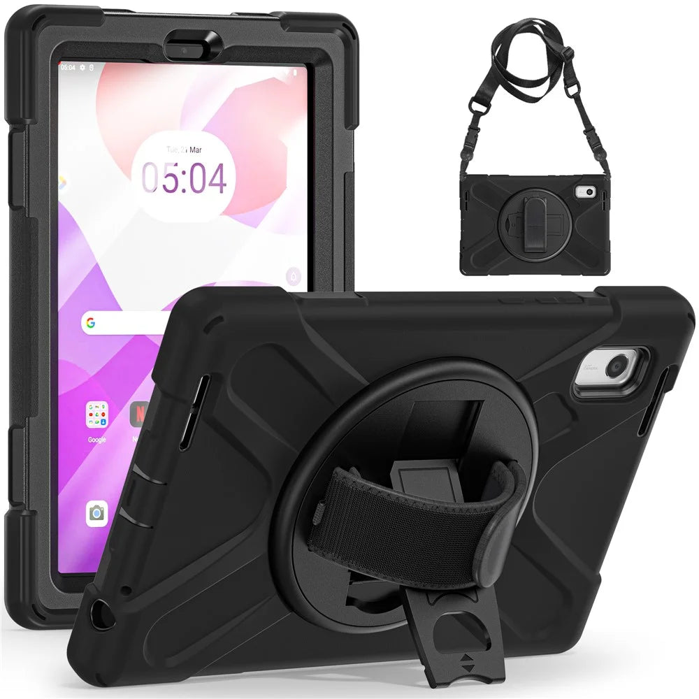 For Lenovo Tab M9 TB-310FU Kickstand Tablet Case PC+Silicone Protective Cover with Hand Strap / Shoulder Strap - Black - 2